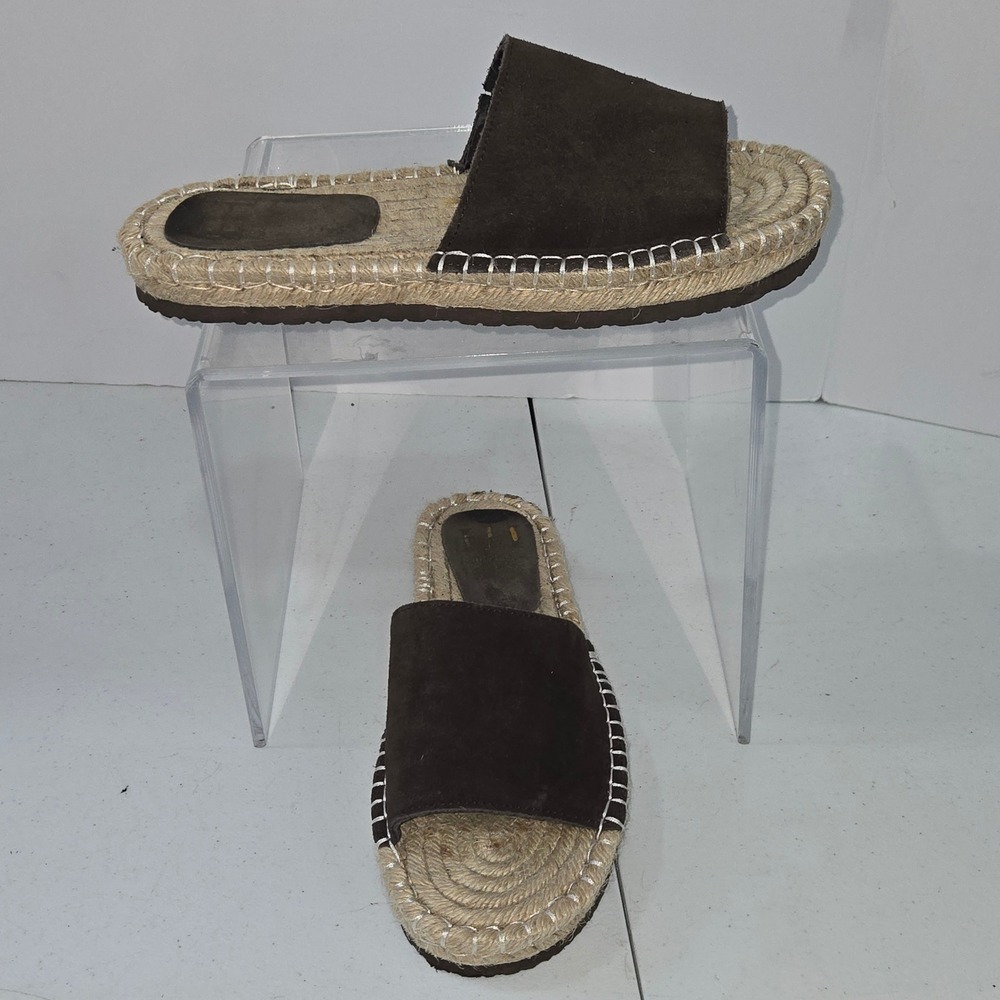 Haute Hippie Style North Brown Suede Espadrille Slide Sandals Womens Size 9M